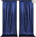 PartyDelight Navy Blue Sequin Backdrop 2 Panels 5Ft x 10FT Photography Christmas Curtain