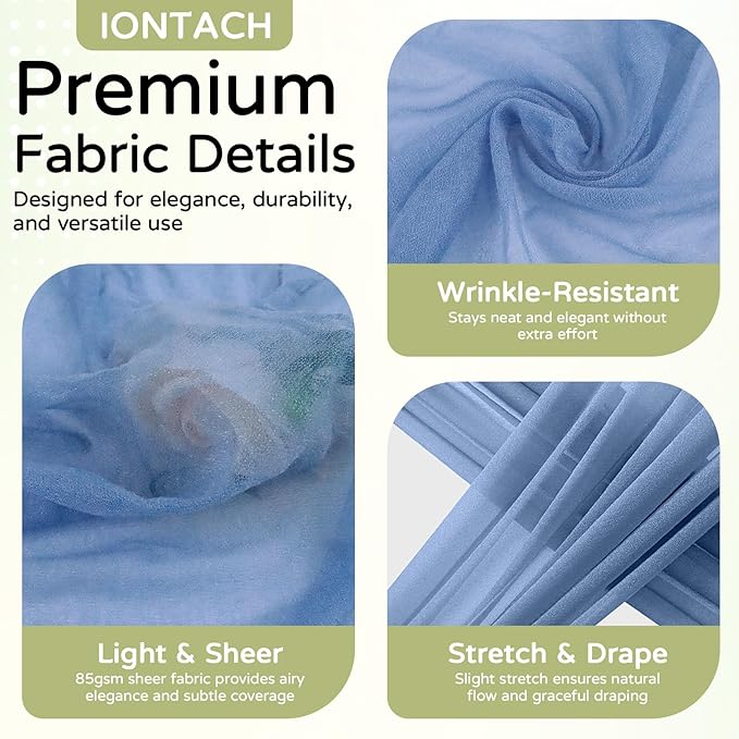 Wedding Arch Draping Fabric 29" x 19Ft Sheer Drapes for Backdrop Wedding Ceremony Reception Ceiling Decor Curtain Baby Bridal Shower Decoration (Dusty Blue, 3 Panels)
