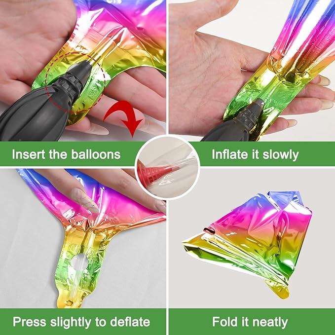 6Pcs Gradient Rainbow Round Foil Balloons, 22" Large Helium Colorful Ball Balloon, Metallic Multicolor Iridescent Mylar Balloon for Birthday Graduation Wedding Anniversary Disco Prom Party Decorations