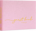 Lanpn Wedding Guest Book 2025 - Linen Hardcover Polaroid Guestbook Wedding Reception with 108 Blank Pages for Sign in and Photos - Guest Book for Wedding Bridal Shower Baby Shower Party (Pink)