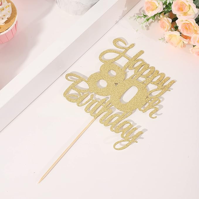 Happy 80th Birthday Cake Topper - 80th Birthday Decorations,80th Topper,80 Cake Party Decorations,80 Anniversary Decor