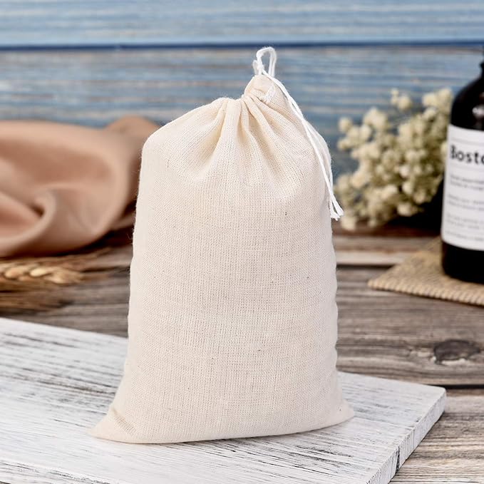 Tatuo 200 Pack Muslin Bags Burlap Drawstring sachet Bags Multipurpose Canvas Linen Pouch for Tea Jewelry Wedding Party Favors Storage