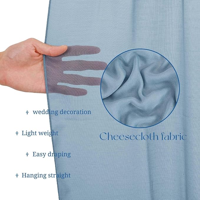 6 Panels Dusty Blue Ceiling Drapes for Wedding, 5ftx15ft Ceiling Drapes Cheesecloth Sheer Fabric Curtain Wedding Arch Draping Fabric Romantic Ceilings Decorations for Weddings Party Ceremony Stage