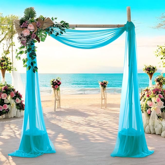 MDS Halloween Chiffon Draping Fabric - 1 Panel, 30" Wide x 100ft Long - Sheer Spooky Arbor & Canopy Drapery for Haunted House Backdrops, Party Ceilings, DIY Costumes & Themed Events - Peacock Blue