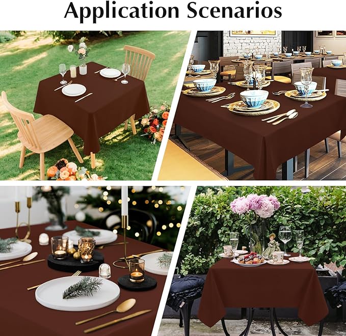 2 Pack Small Square Table Cloth 36X36 Inch Chocolate Washable Fabric Tablecloth Polyester Solid Table Cover for Night Stand End Table Side Table Outdoor Indoor