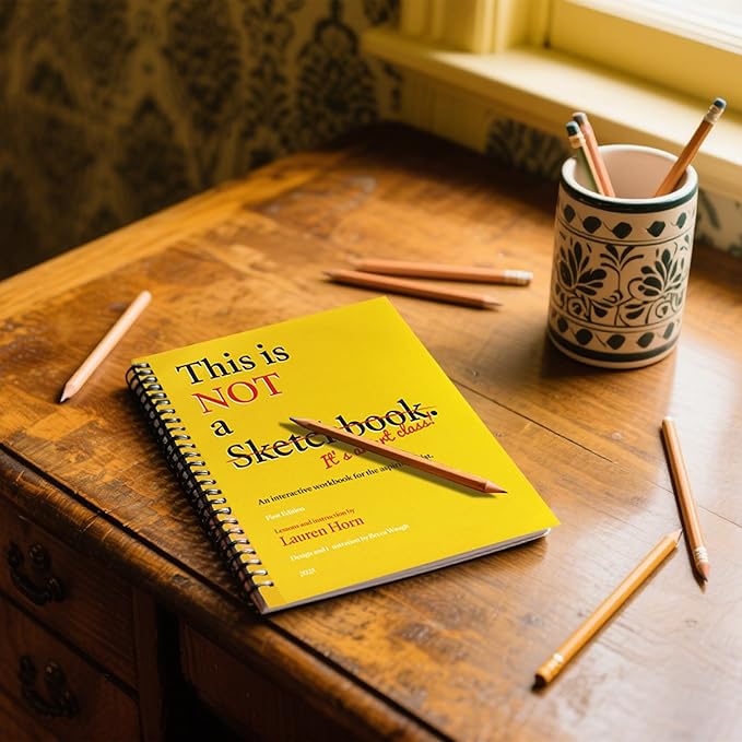 Sonjade Sketch Books This is NOT a Sketchbook, It's an Art Class! Art Book Drawing Pad, 100 Sheets, 8.6 x 11 Inch, Yellow
