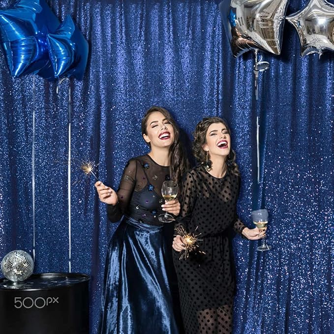 PartyDelight Blue Sequin Backdrop 6FTx6FT Photography Photo Booth Wedding Curtain Party