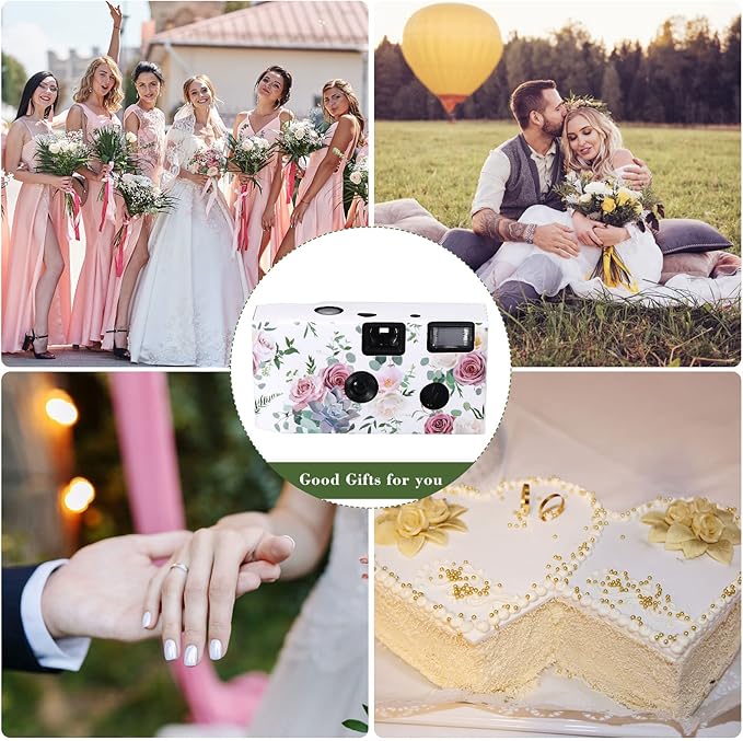 Zhengmy 4 Pack Disposable Camera for Wedding,34mm Single Use Camera with Flash One Time for Gathering Wedding Anniversary Travel Party Supply(Vibrant Style, Color Film)