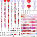DIY Fairy Wand Garden Beads Stakes Wands Kit,Multiple Color Scheme European Beads Crystal Diamond Tops and 12 or 10 Inch Threaded Rods,Stainless Steel Stakes with Diamond Toppe(Pink+Rose+Red+White)