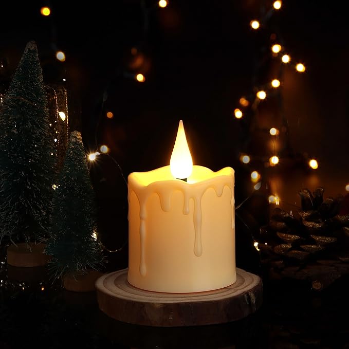 FREEPOWER Rechargeable Flameless LED Votive Candles with Timer Remote - 2'' x 3'' Waterproof Flickering Tealights Candle - Battery Operated Pillar Candles for Wedding, Party and Holiday Decor - 6PCS