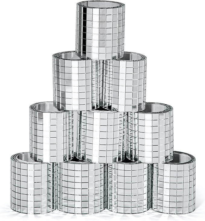 PP OPOUNT 4720 PCS Disco Ball Tiles, 5 x 5 mm Self-Adhesive Mirror Tiles for DIY Disco Balls, Mini Glass Tiles for Art Collage, Indoor Outdoor Craft Decoration(Silver)
