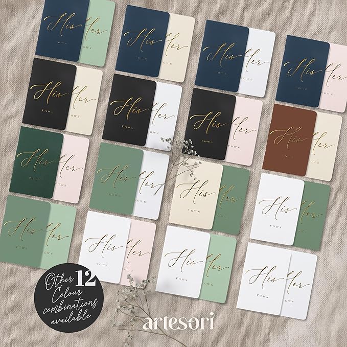 ARTESORI Premium Wedding Vow Book for Her & Him, Soft Touch, Gold Foil, 28 Lined Pages, Wedding Vow Books His and Hers, Wedding Essentials, Wedding Registry Ideas, His and Hers Gifts [Ivory & Navy]