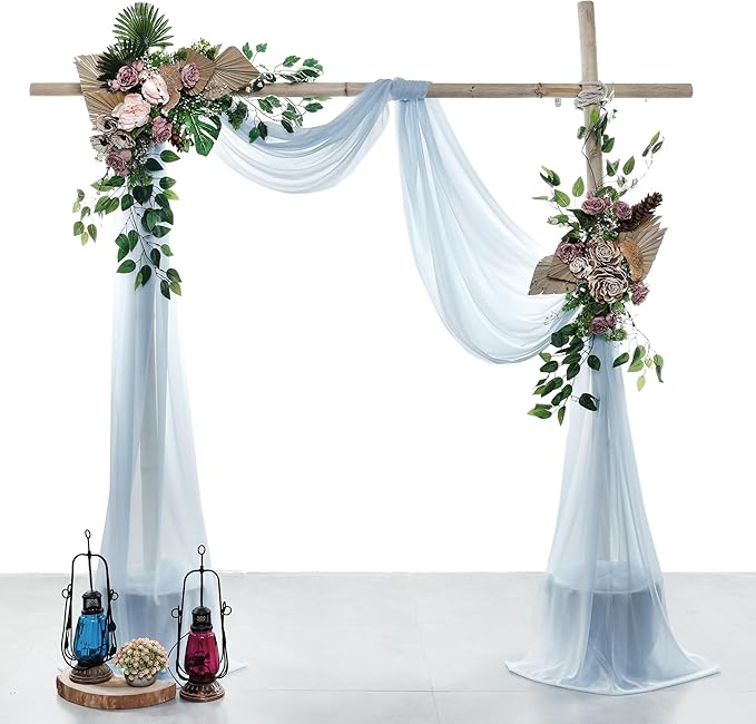 VDS Pack of 1 Panel (30 Inch X 40 Feet) Wedding Arch Draping Fabric Sheer Chiffon Fabric Drapery for Wedding Ceremony Reception Swag Backdrop Canopy Chuppah ARBO Altars Decoration (Baby Blue)