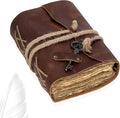 cuero C Vintage Leather Journal - Handmade Leather Bound journal with deckle edge paper for Men And Women Diary Notebook - Leather Sketchbook (7 inch)