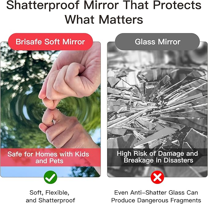 brisafe 2PCS 71" X 24" Gym Mirror - Full Length Wall Mirror for Gyms, Dance Studios, Home and Yoga - Easy Installation, Ultra Light Shatterproof Nano Miorror Reduces 60% Commercial Insurance Costs