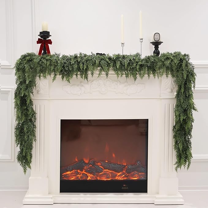 Artificial Cedar Garland for Christmas Decoration - Realistic Winter Greenery Garland for Mantel, Fireplace, Table, Door, Holiday Indoor Outdoor Decor 5FT
