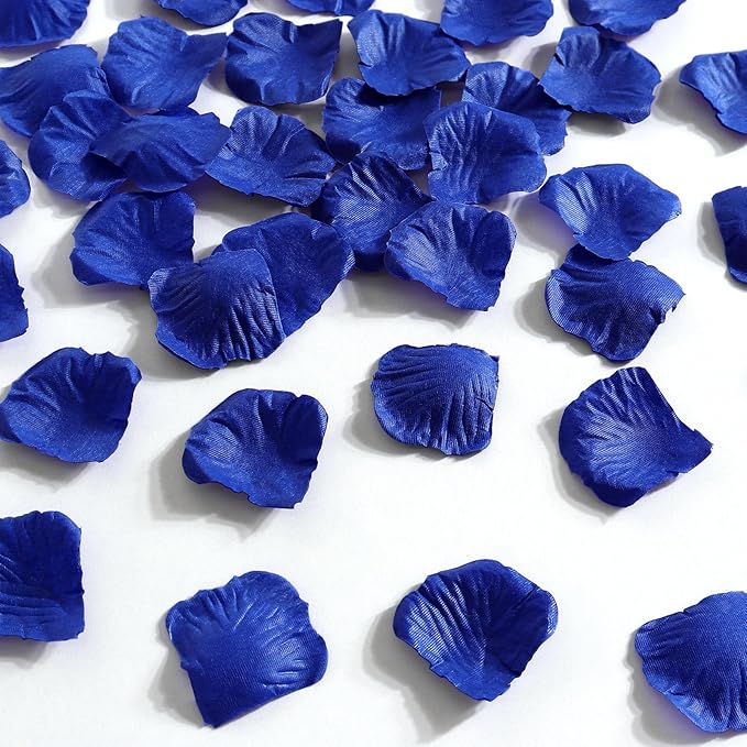 1000 Pcs Dark Blue Rose Petals Artificial Silk Flower Petals Romantic Decorations for Wedding Engagement Birthday Event Anniversary Party Backdrop Supplies