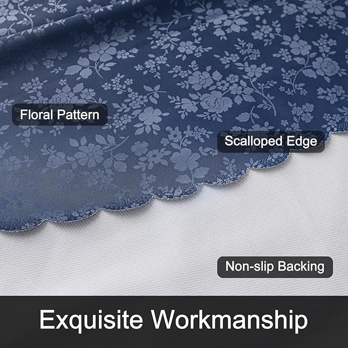 Smiry Round Table Cloth, Waterproof Heavy Duty Vinyl Tablecloths, Wipeable Washable Table Cover for Kitchen and Dining Room (Navy Blue, 60" Round)