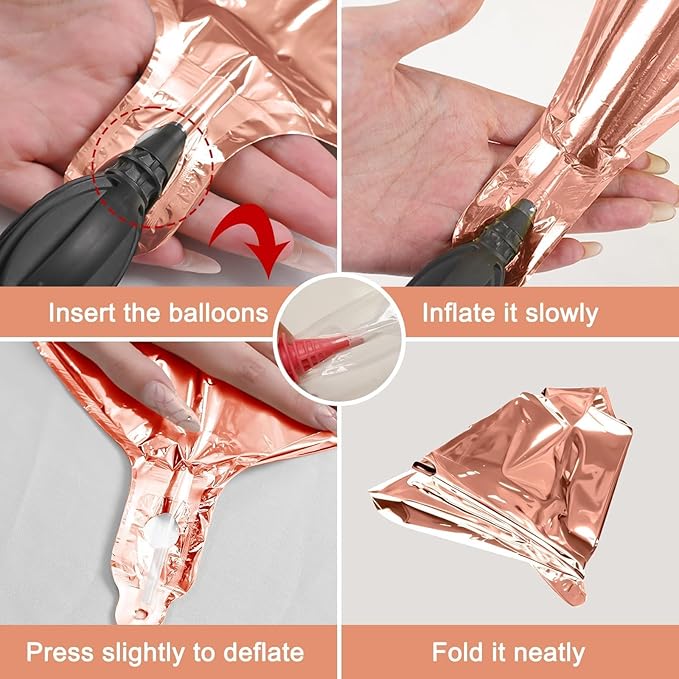 12Pcs Rose Gold Round Foil Balloons, 22" 15" 10" 4D Helium Ball Balloon, Metallic Rose Foil Balloon for Birthday Graduation Wedding Anniversary Bachelorette Disco Prom Party Decorations