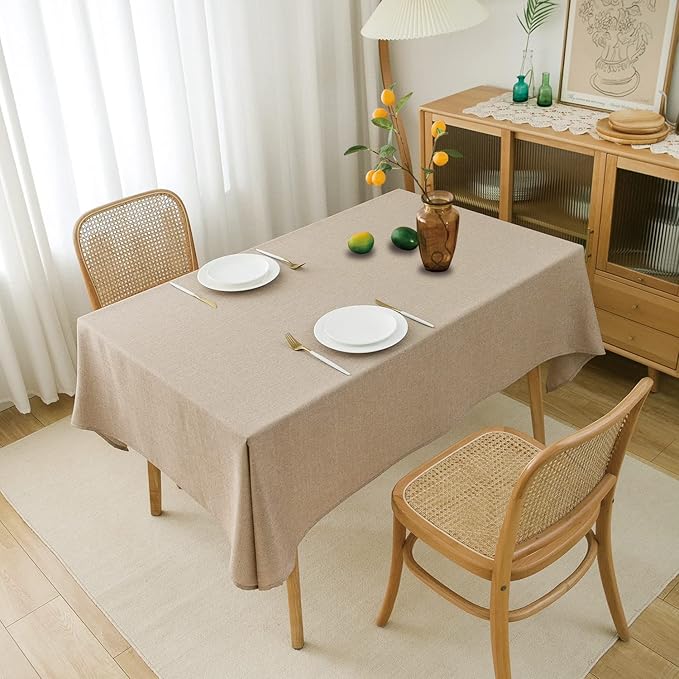 NLMUVW Square Burlap Table Cloth 54 x 54 Inch, Linen Tablecloth Water Resistant Farmhouse Rustic Textured Table Cover for Dining Kitchen Card