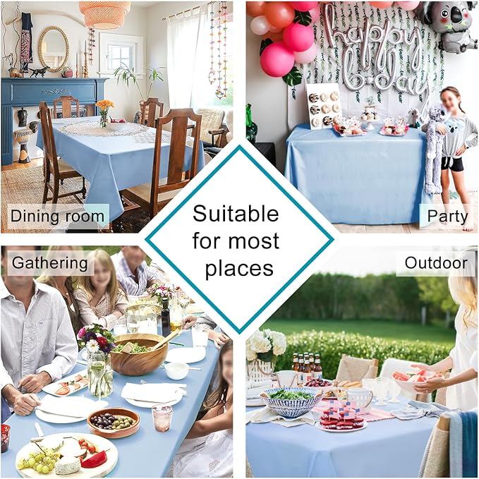 Hiasan Dusty Blue Tablecloth for Rectangle Tables - Waterproof Washable Polyester Fabric Table Cloth for Buffect Dining Birthday Party Wedding, 54 x 120 Inch