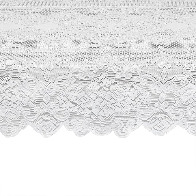 Juvale Rectangular Lace Tablecloth - White Lace, 54 x 72 in Vintage Floral Scalloped Polyester - Wedding & Tea Party Table Cloth & Baby Shower Tablecloth