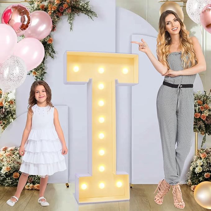 4ft Marquee for Letters T, Large Light up Letters, Multifunctional Large Marquee for Letters 4 Feet Tall for Party Decorations, Letter Balloons, Wedding Decor, Proposal Decorations (Letters T)