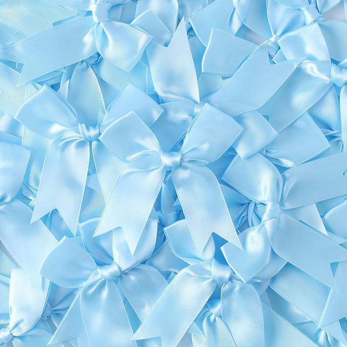 Feluwi Azure Gift Wrap Bows (50 Pcs) - 3.3 Inch Elegant Plastic-Free Bows for Christmas Gifts, Birthday Presents, Wedding Friendly Party Supplies, Baby Shower, Gift Bags Decorative Accessories