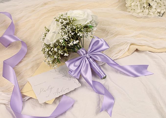 Lavender Satin Ribbon 1-1/2 inch X Continuous 25 Yards, Single Face Polyester Ribbon Perfect for Gift Wrapping, Flower Bouquet, Wedding Decor, Crafts, Bow Making, Sewing and More