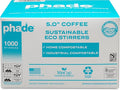 phade Eco-Friendly Cocktail and Coffee Straws/Stirrers 6,000 Count - Sustainable Marine Biodegradable Compostable Stirrer, 6 Pack
