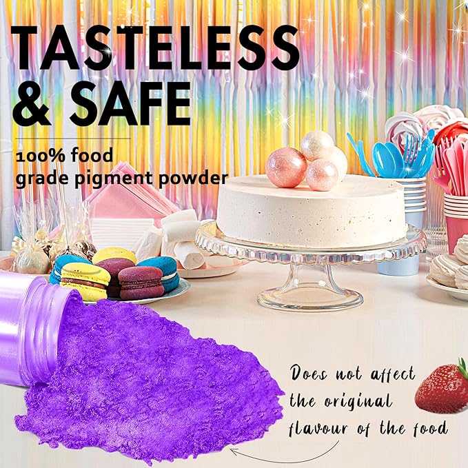 RBUGR Luster Dust Edible, 12 Colors Edible Glitter Pack, Cocktail Food Glitter Edible Dust, Vegan Edible Shimmer, Drink Powder for Cakes Cookies Chocolates Baking（4g/0.14oz）