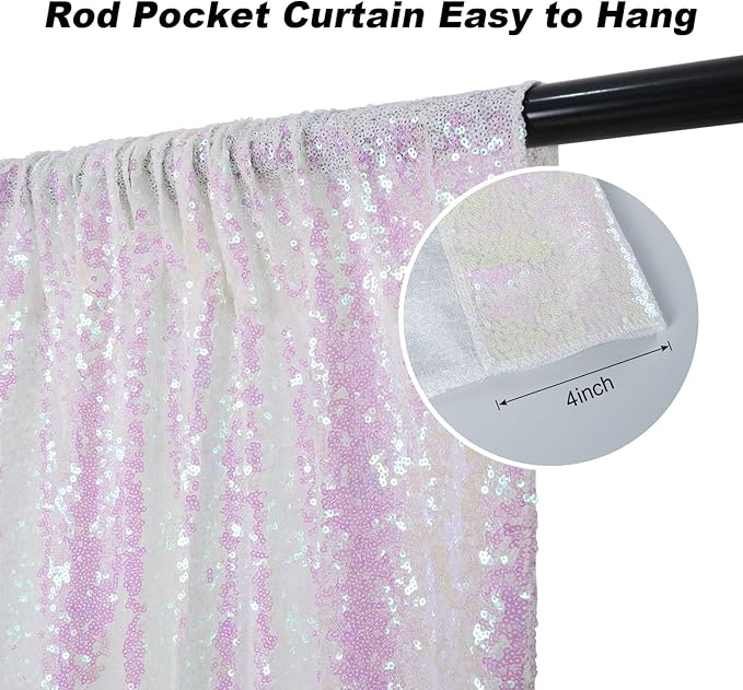 Juya Delight 6FT X 8FT Non-Transparent Sequin Photography Backdrop for Birthday Party Wedding Decoration (Iridescent)