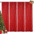 Hahuho Red Sequin Backdrop Curtain, 4PCS 2FTx8FT Glitter Backdrop Curtain for Parties, Christmas, Wedding, Party Decoration（4 Panels, 2FT x 8FT, Red