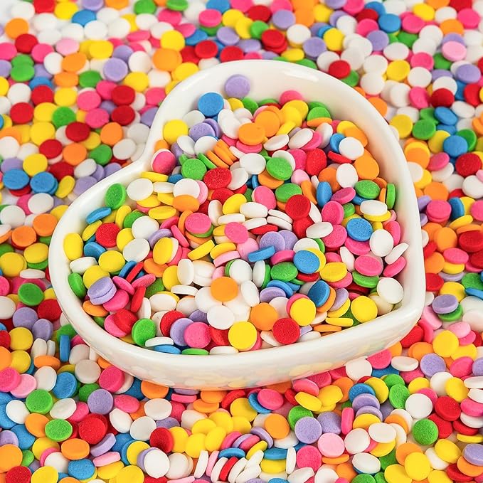 Edible Confetti Sprinkles,Colorful Round Cake Decoration for Desserts,Rainbow Circular Candy,Pastel Sprinkles for Cake Baking,Perfect For Birthday Party,Festival Baking Supplies,100g/3.53oz