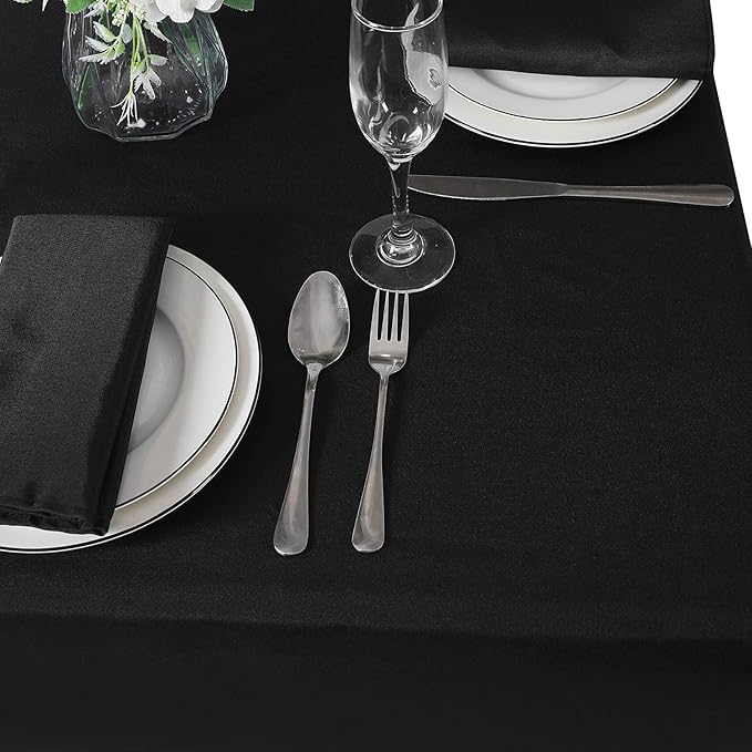 Cupuamon Square Tablecloth 90x90 inch Washable Polyester Fabric Table Cloth for Wedding Party Dining Banquet Decoration（90x90,Black）