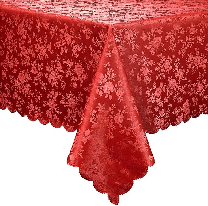 Smiry Rectangle Table Cloth, Waterproof Heavy Duty Vinyl Tablecloths, Wipeable Washable Table Cover for Kitchen and Dining Room (Red, 52" X 70")