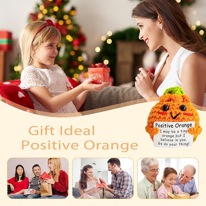 Crochet Emotional Support Orange-Handmade Mental Health Gifts for Friends,Family-Uplifting Gifts for Grandpa,Grandma Mom,Dad,Teens