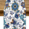 Oriental Paisley Table Runner, Luxury Vintage Blue Teal Floral Butterflies Print Table Runner for Home Dining Kitchen Coffee Table Party Decor, 13x108inch