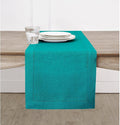 Solino Home Linen Table Runner 60 Inches - 100% Pure Linen Teal Hemstitch Table Runner 14 x 60 Inch Ideal for Dresser and Coffee Tables - Fall, Autumn, Thanksgiving, Christmas - Classic Hemstitch