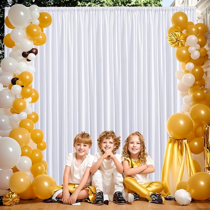 50ft x 10ft Thick Ivory Backdrop Curtains for Parties, 10 Panels 5ft x 10ft Non See Through Ivory Polyester Wedding Drapes Photo Backdrop for Birthday Party Graudation Photography Home Decor