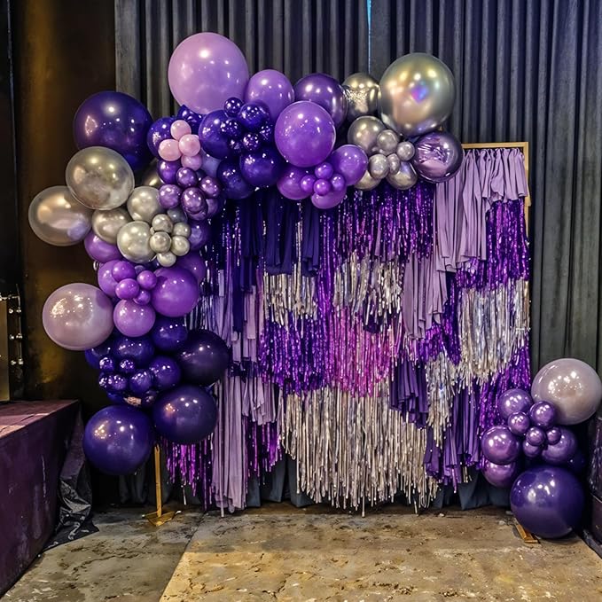 Purple Balloons,50Pcs 12 Inch Metallic Lavender Black Purple Confetti for Princess Girl Birthday Bridal Shower Wedding Anniversary Party Supplies