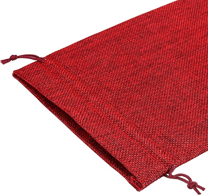 ZOENHOU 30 Packs 8 x 12 Inch Wine Red Burlap Bags Bulk with Drawstring, Drawstring Gift Bags, Dustproof Burlap Sacks for Favors Party DIY Craft