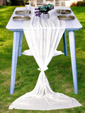 MDS 10 Pack 10ft Chiffon Table Runner 29 x 120 Inches Sheer Wedding Runner Romantic Rustic Table Runner for Wedding Decorations, Birthday Parties, Bridal Shower Party Arch Decor - Ivory