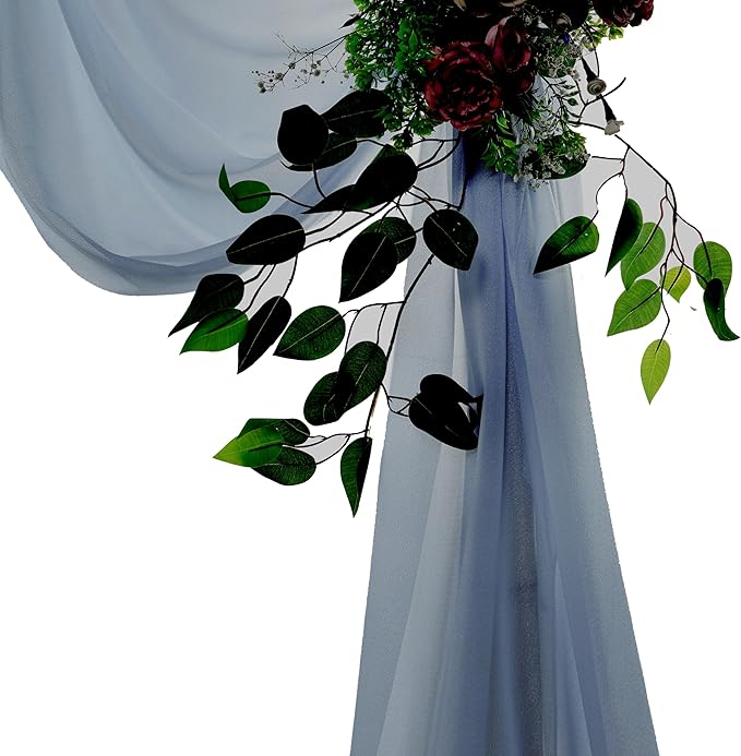 VDS Pack of 2 Panel (30 Inch X 30 Feet) Wedding Arch Draping Fabric Sheer Chiffon Fabric Drapery for Wedding Ceremony Reception Swag Backdrop Canopy Chuppah ARBO Altars Decoration (Dusty Blue)