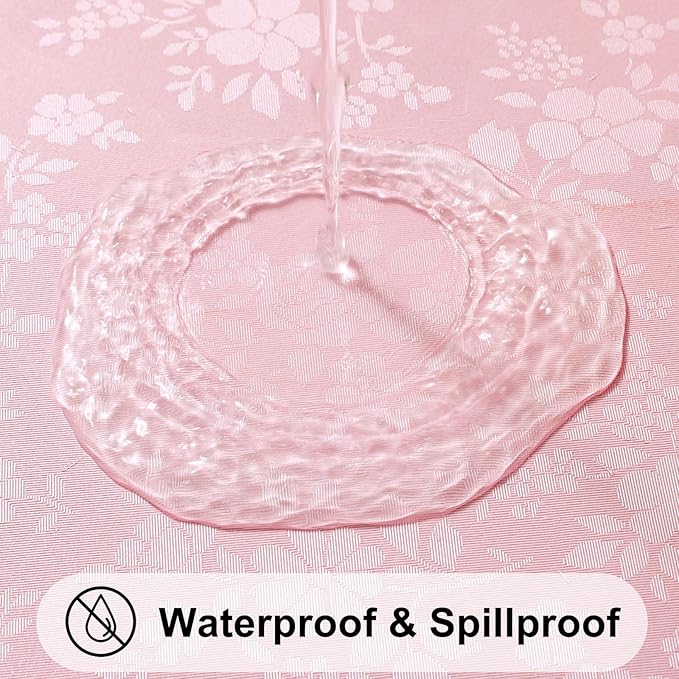 Smiry Square Table Cloth, Waterproof Heavy Duty Vinyl Tablecloths, Wipeable Washable Table Cover for Kitchen and Dining Room (Pink, 54" X 54")