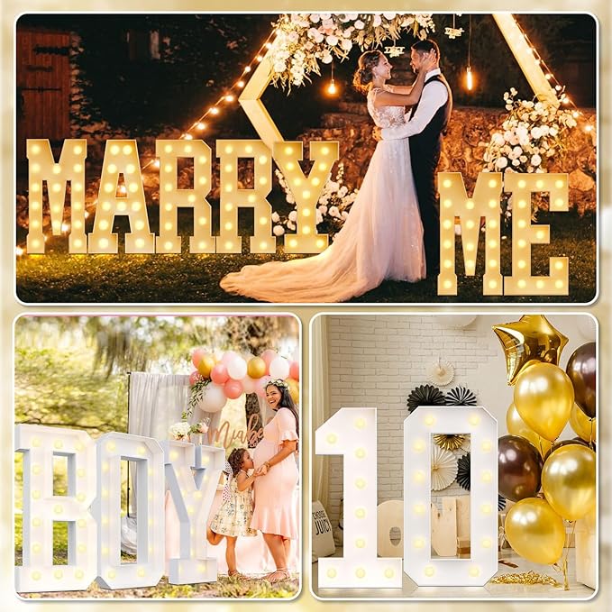 Ledido 4FT Marquee Light Up Letters Large Light Up Letters for Party Decoration, Marquee Letter for Birthday Graduation Baby Shower Wedding, Pre-Cut Foam Board Assembly Required Letter G