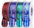 AMOLEN Silk PLA 3D Printer Filament Bundle, Shiny PLA Filament 1.75mm Multicolor Rainbow Pack, Fast Color Change PLA 3D Printing Filament for Most FDM 3D Printer, 1KG X 4 Spools