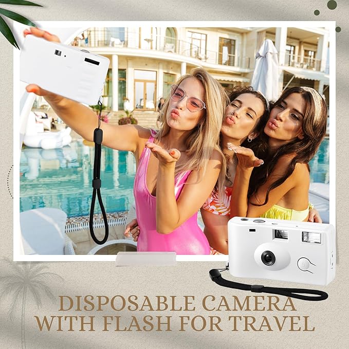 Treela 2 Pcs White Disposable Camera for Wedding Flash Film Camera 35mm 200ISO 17 Film Single Use Camera for Bridesmaid Birthday Anniversary Party Gift