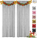 VOK Silver Sequin Backdrop Curtains 2 Panels 2FTx8FT Glitter Photography Background for Wedding Birthday Christmas Party Decorations