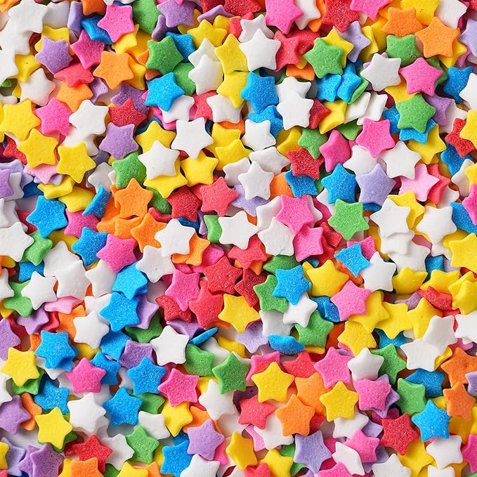 Star Sprinkles, Edible Confetti Sprinkles, 4.23oz Rainbow Sprinkle for Cake Decorating, Cupcakes, Baking, Donuts, Ice Cream Topper, and Cakecircle(120g)